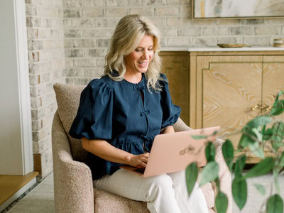Mom working on computer